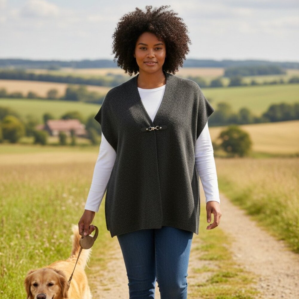 ✨ Catherines Knit Poncho Vest | Plus Size 2X (22/24W) | Cozy Layering Piece